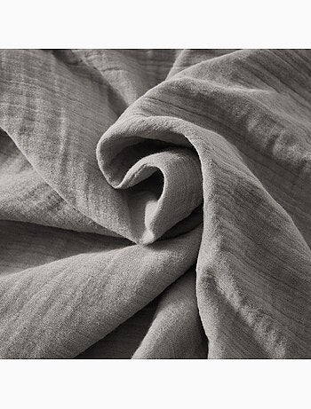 Pie de cama – doble gasa de algodón lisa - acabado pompón - gaïa