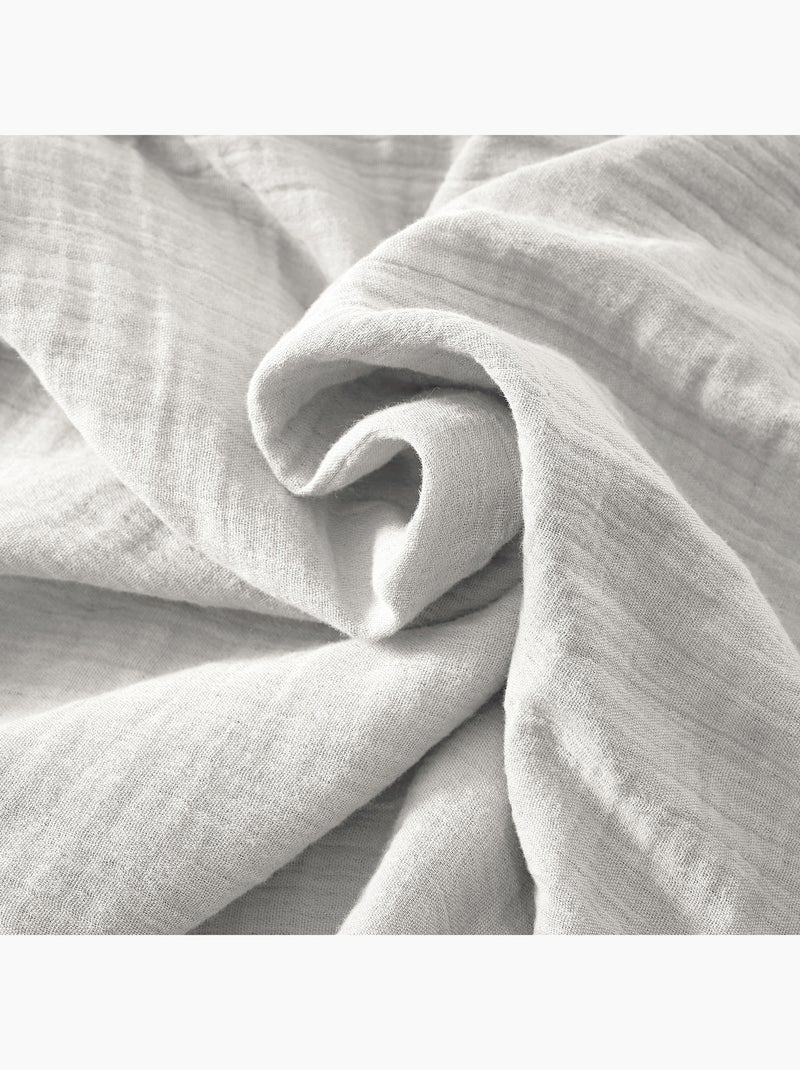 Pie de cama – doble gasa de algodón lisa - acabado pompón - gaïa Gris - Kiabi