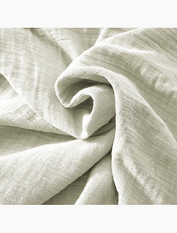 Pie de cama – doble gasa de algodón lisa - acabado pompón - gaïa