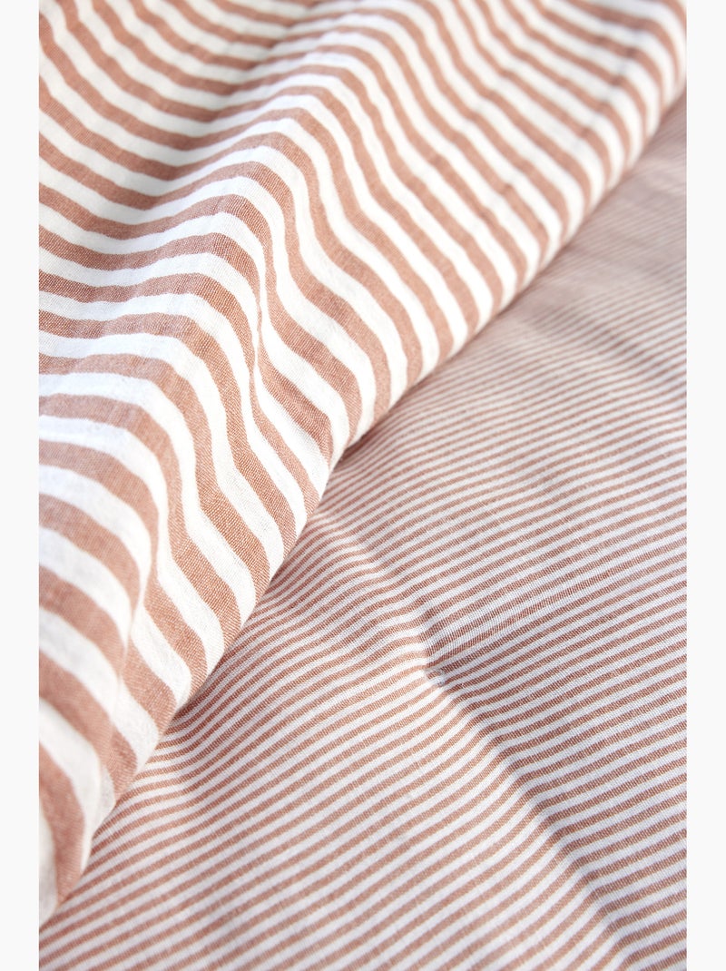 Pie de cama reversible gasa de algodón tejida teñida livia Albaricoque - Kiabi