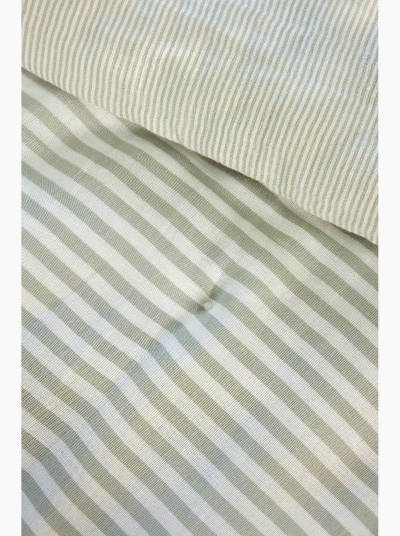 Pie de cama reversible gasa de algodón tejida teñida livia Verde claro - Kiabi