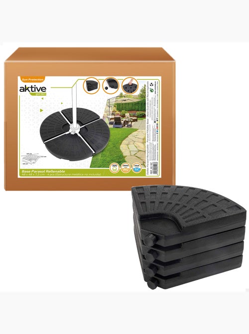 Pie parasol rellenable redondo 4 piezas Aktive Garden 48x48x7,5 cm - Kiabi