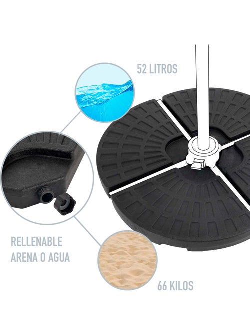 Pie parasol rellenable redondo 4 piezas Aktive Garden 48x48x7,5 cm - Kiabi