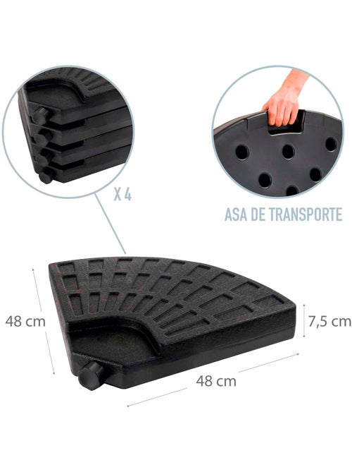 Pie parasol rellenable redondo 4 piezas Aktive Garden 48x48x7,5 cm - Kiabi