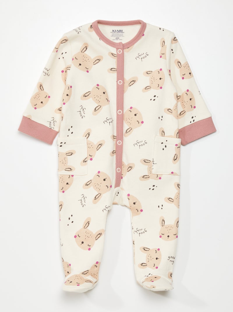Pijama 1 pieza estampado de conejo BLANCO - Kiabi