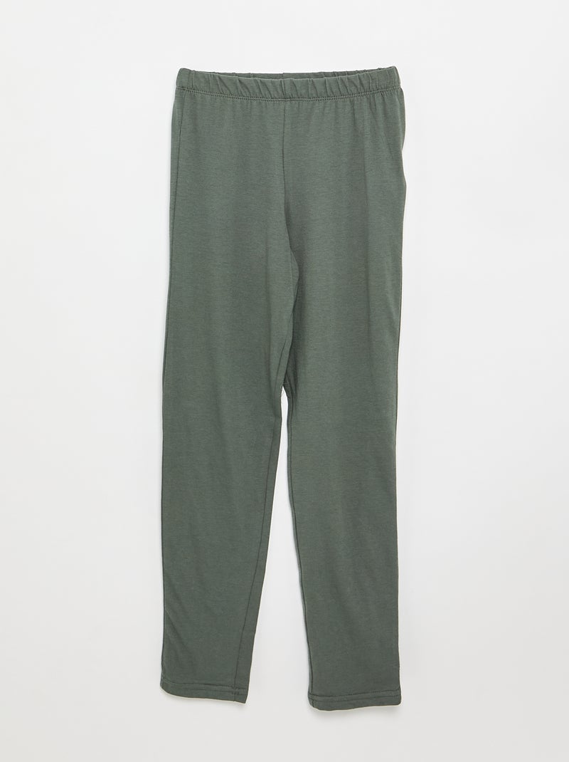 Pijama 2 piezas - Camiseta de manga larga + pantalón Verde - Kiabi