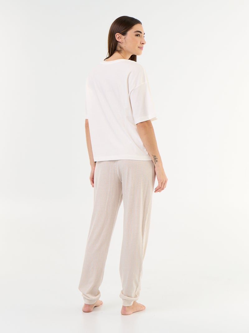 Pijama 2 piezas - camiseta + pantalón Blanco - Kiabi
