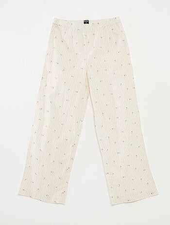 Pijama 2 piezas de algodón con camiseta de canalé + pantalón de popelina - 2 piezas