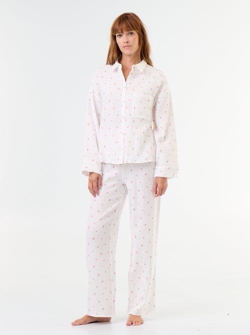 Pijama 2 piezas floral - de gasa de algodón - Kiabi