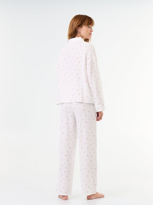 Pijama 2 piezas floral - de gasa de algodón - Kiabi