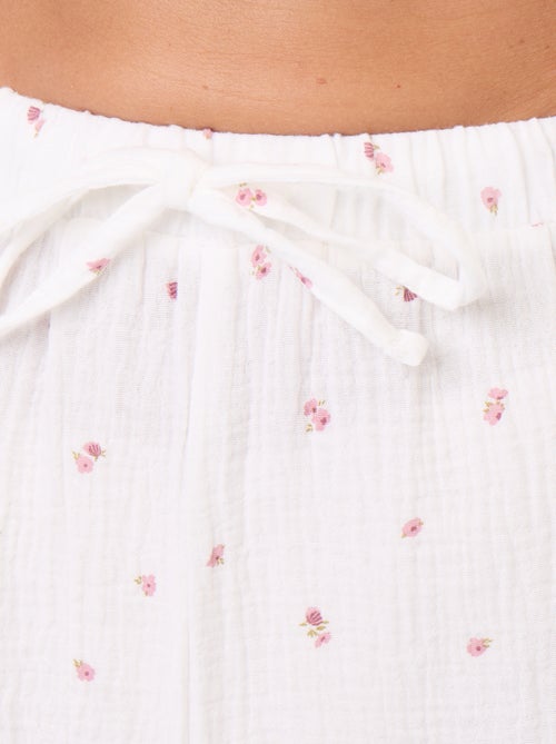 Pijama 2 piezas floral - de gasa de algodón - Kiabi