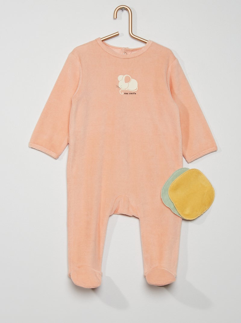 Pijama + 2 toallitas reutilizables de terciopelo ROSA - Kiabi