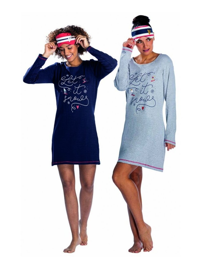 Pijama algodón MELISSA BROWN - Pack de 2 Azul gris - Kiabi