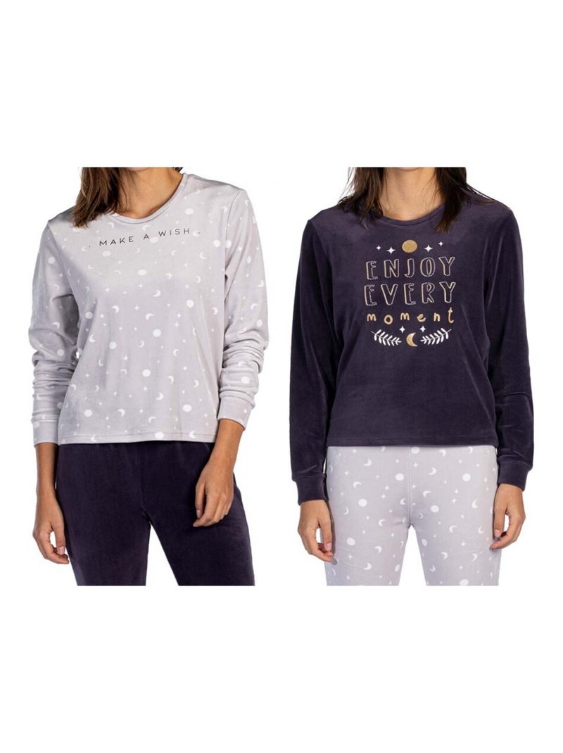 Pijama algodón MELISSA BROWN - Pack de 2 Gris azul gris - Kiabi
