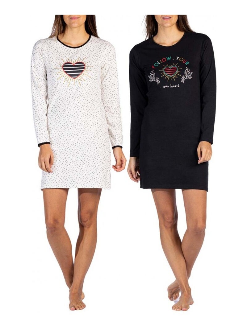 Pijama algodón MELISSA BROWN - Pack de 2 Negro Crudo - Kiabi