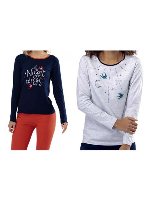 Pijama ALGODÓN MELISSA BROWN - Pack de 2 - Kiabi Pijama ALGODÓN MELISSA BROWN - Pack de 2 - Kiabi