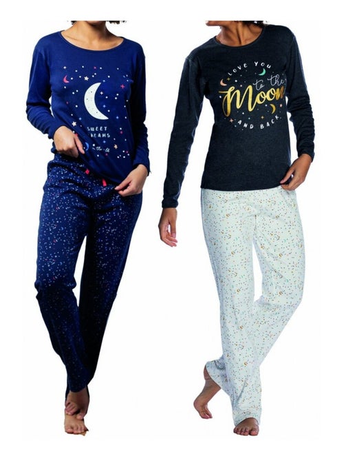 Pijama algodón mujer MELISSA BROWN - Pack de 2 - Kiabi Pijama algodón mujer MELISSA BROWN - Pack de 2 - Kiabi