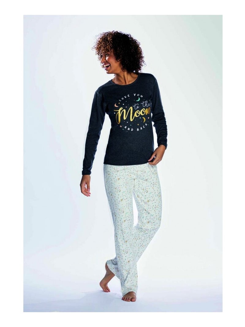 Pijama algodón mujer MELISSA BROWN - Pack de 2 Azul Gris Azul - Kiabi