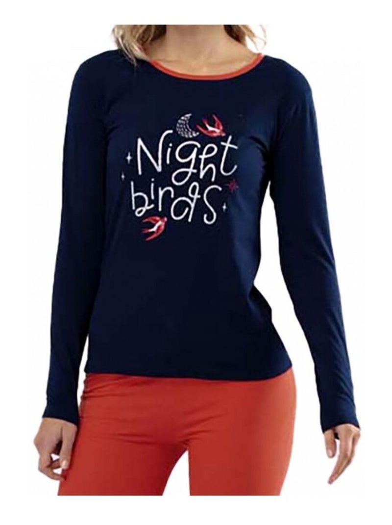Pijama algodón mujer MELISSA BROWN Azul Rojo - Kiabi