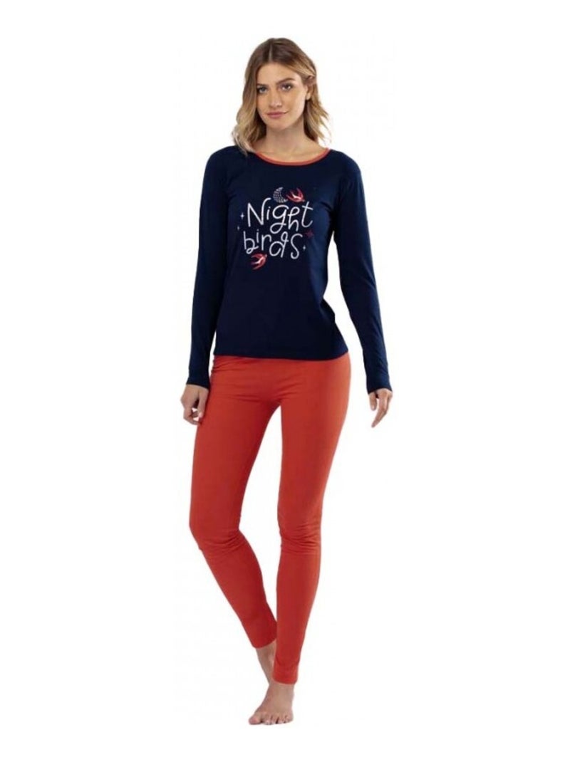 Pijama algodón mujer MELISSA BROWN Azul Rojo - Kiabi