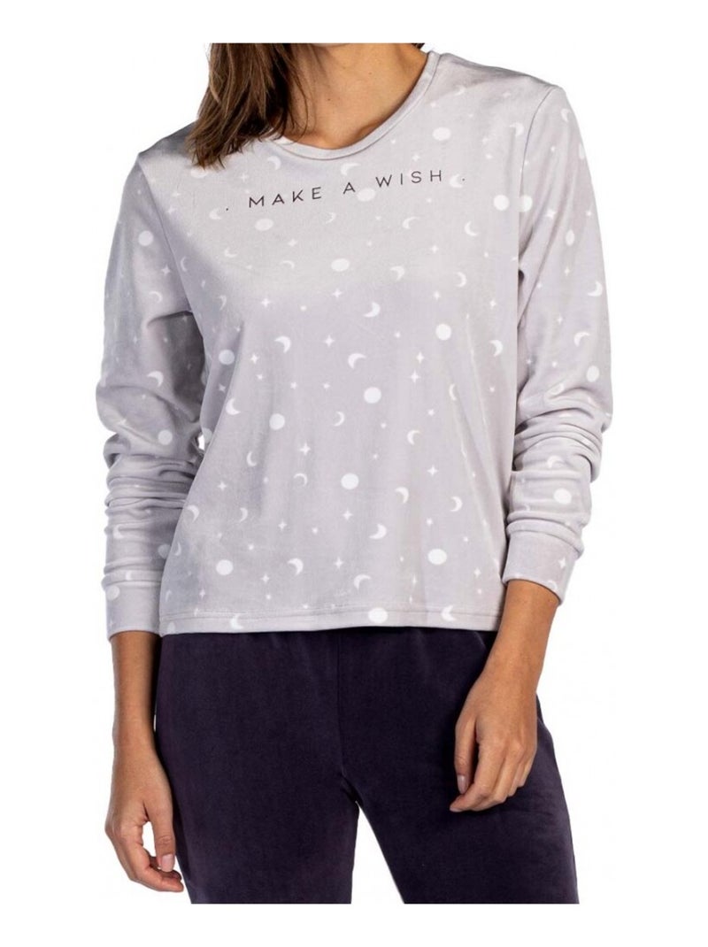 Pijama algodón mujer MELISSA BROWN Gris azul - Kiabi