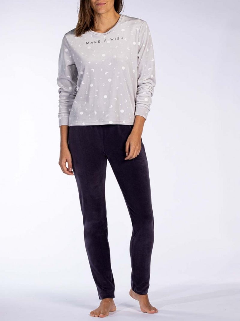 Pijama algodón mujer MELISSA BROWN Gris azul - Kiabi