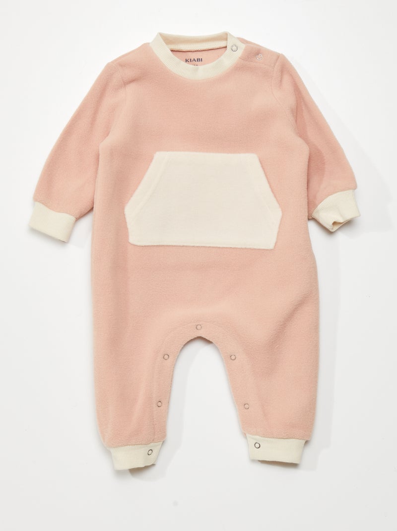 Pijama bicolor de tejido polar con bolsillo canguro ROSA - Kiabi