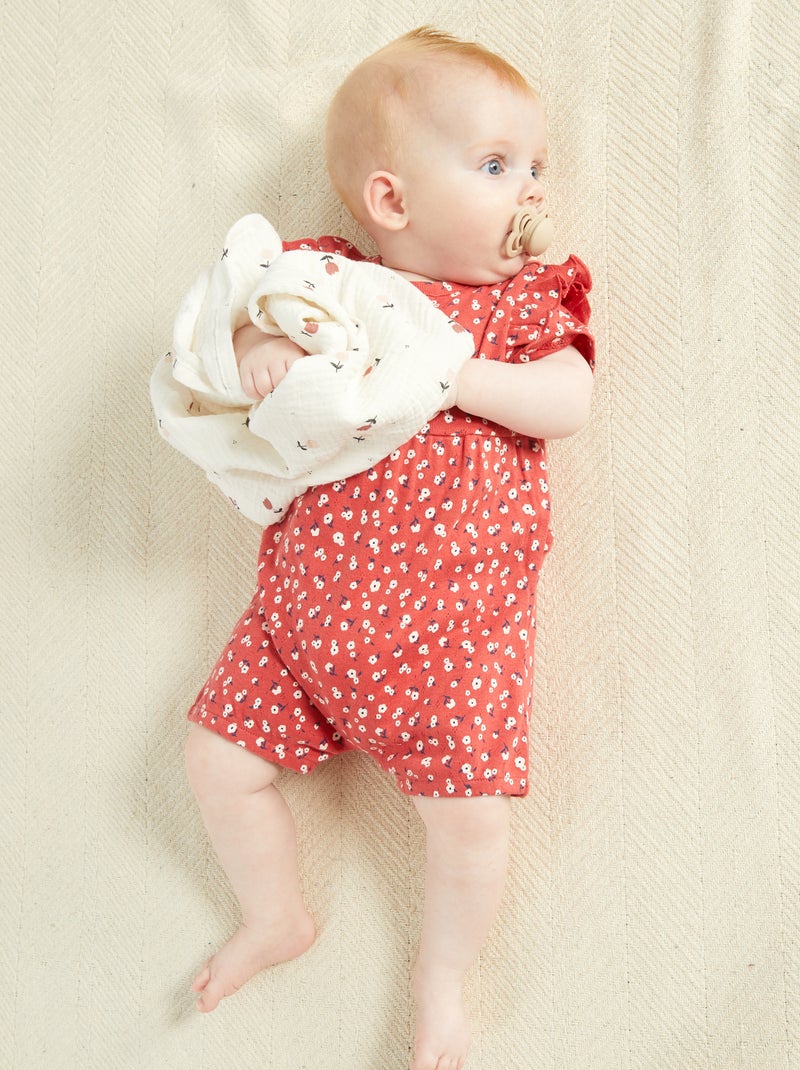 Pijama bloomer con estampado de flores ROJO - Kiabi