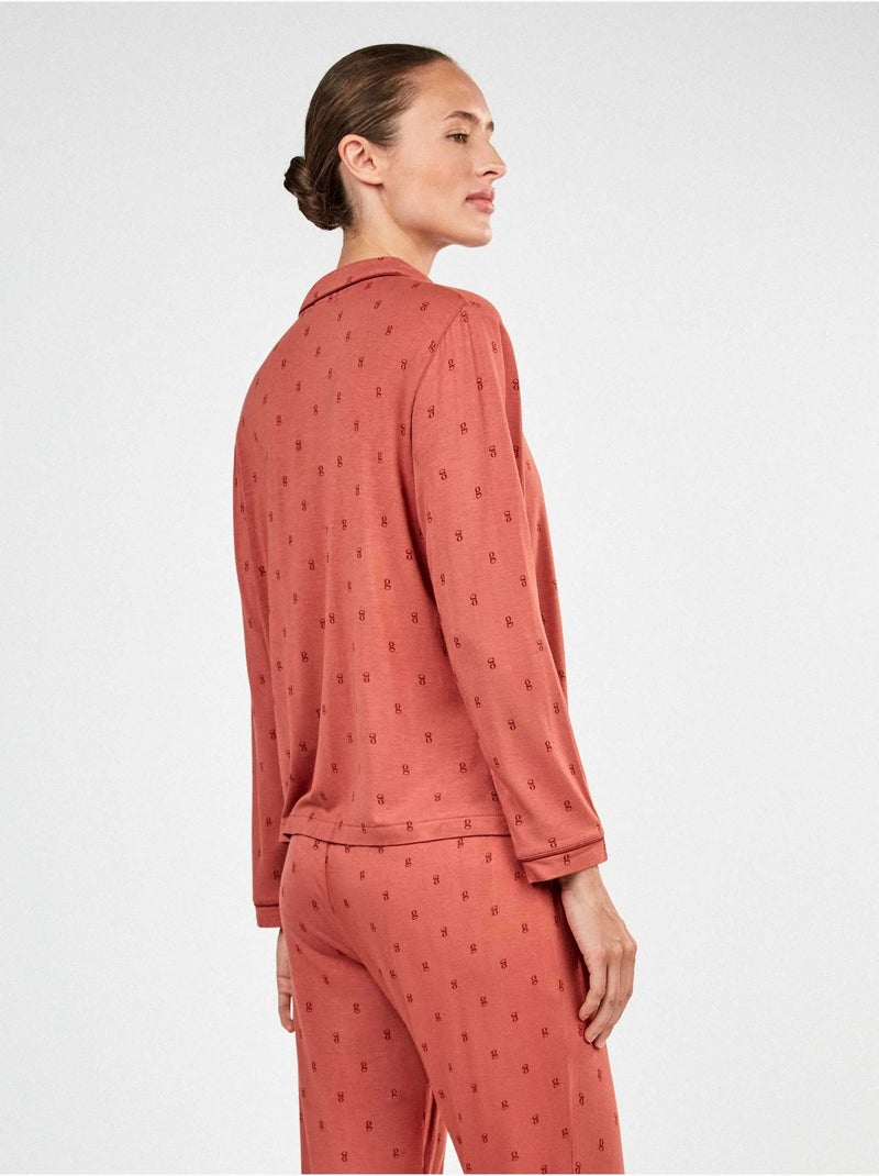 Pijama camisero con estampado geométrico Terracota - Kiabi