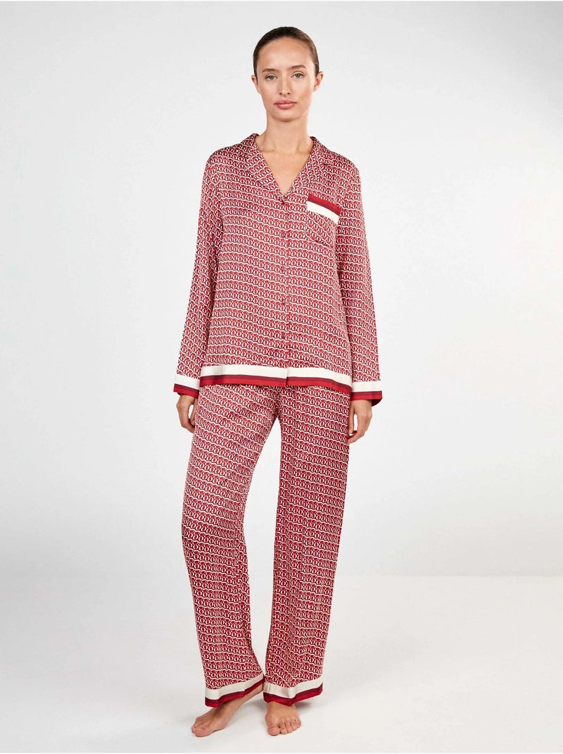 Pijama camisero con monograma estampado Rojo - Kiabi