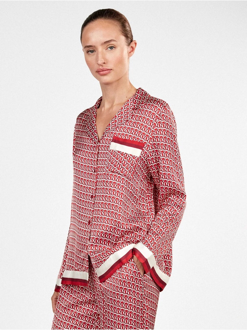 Pijama camisero con monograma estampado Rojo - Kiabi