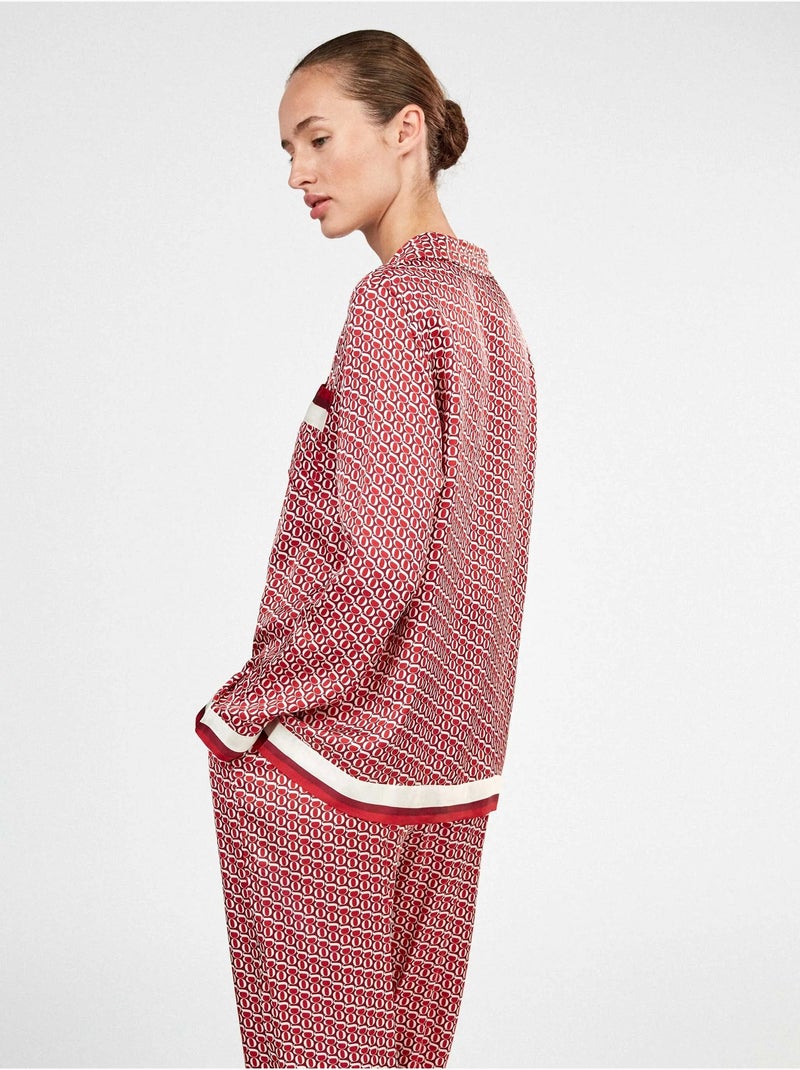 Pijama camisero con monograma estampado Rojo - Kiabi