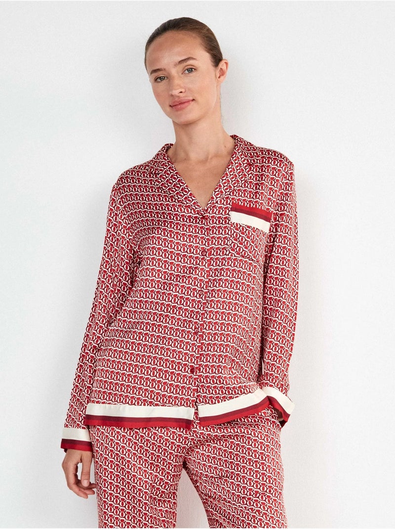Pijama camisero con monograma estampado Rojo - Kiabi