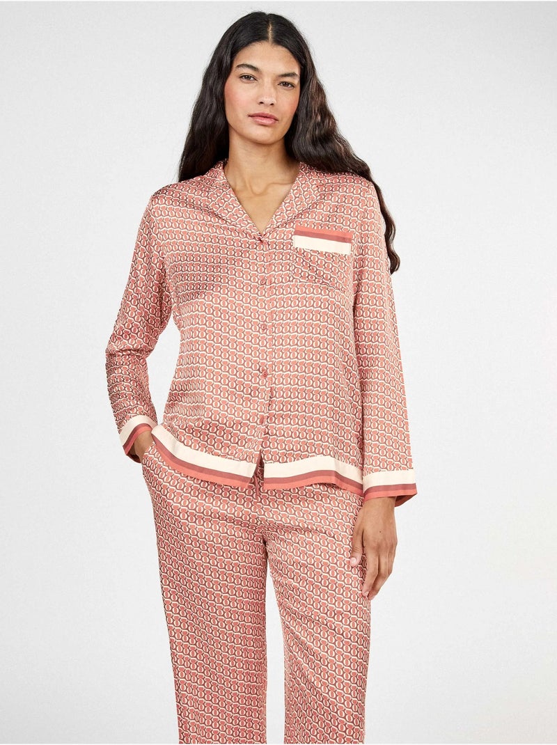 Pijama camisero con monograma estampado Rosa - Kiabi