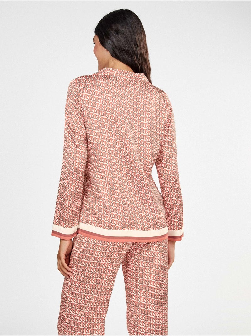 Pijama camisero con monograma estampado Rosa - Kiabi