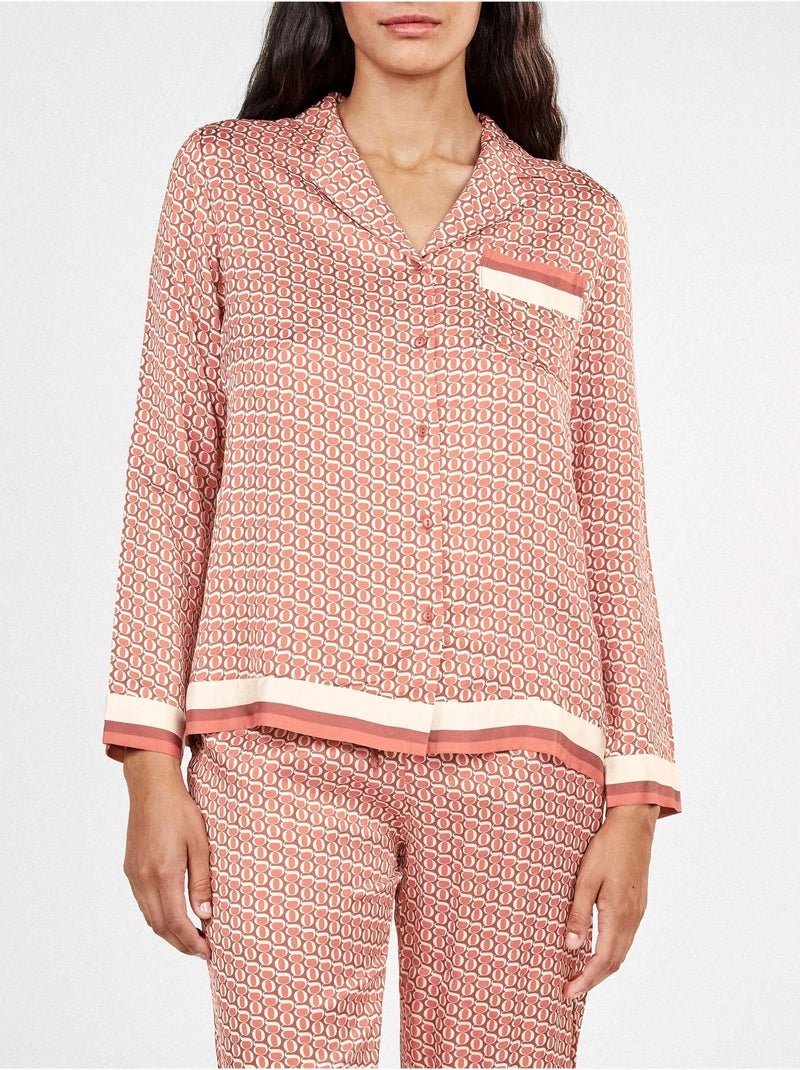 Pijama camisero con monograma estampado Rosa - Kiabi