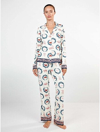 Pijama camisero estampado de mariposas