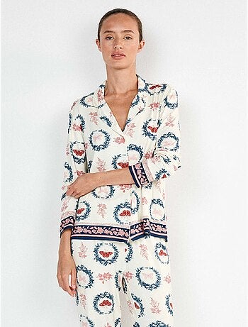 Pijama camisero estampado de mariposas