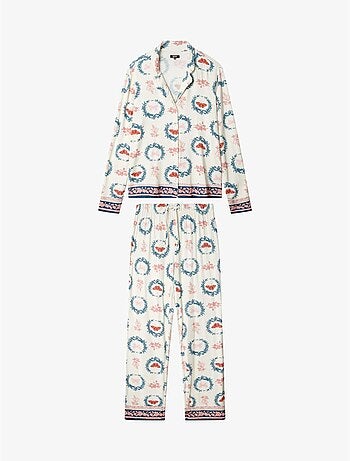 Pijama camisero estampado de mariposas