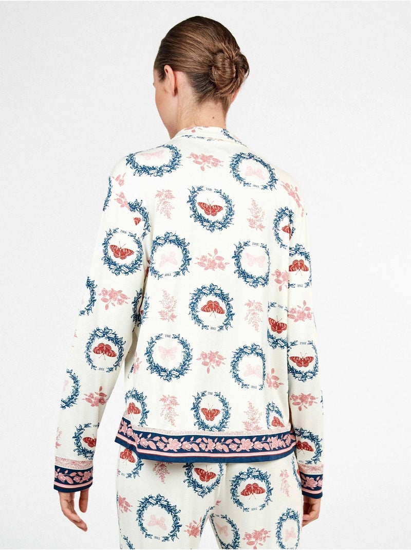 Pijama camisero estampado de mariposas Multicolor - Kiabi