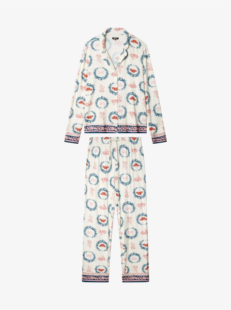 Pijama camisero estampado de mariposas Multicolor - Kiabi
