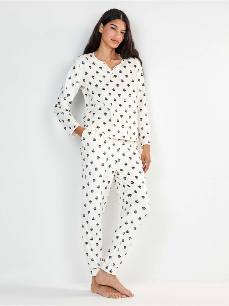 Pijama camisero estampado étnico Multicolor - Kiabi