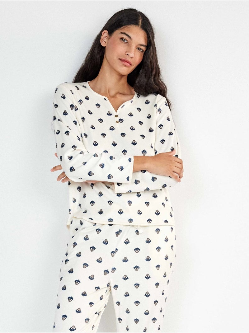 Pijama camisero estampado étnico Multicolor - Kiabi