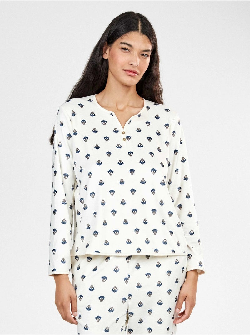 Pijama camisero estampado étnico Multicolor - Kiabi