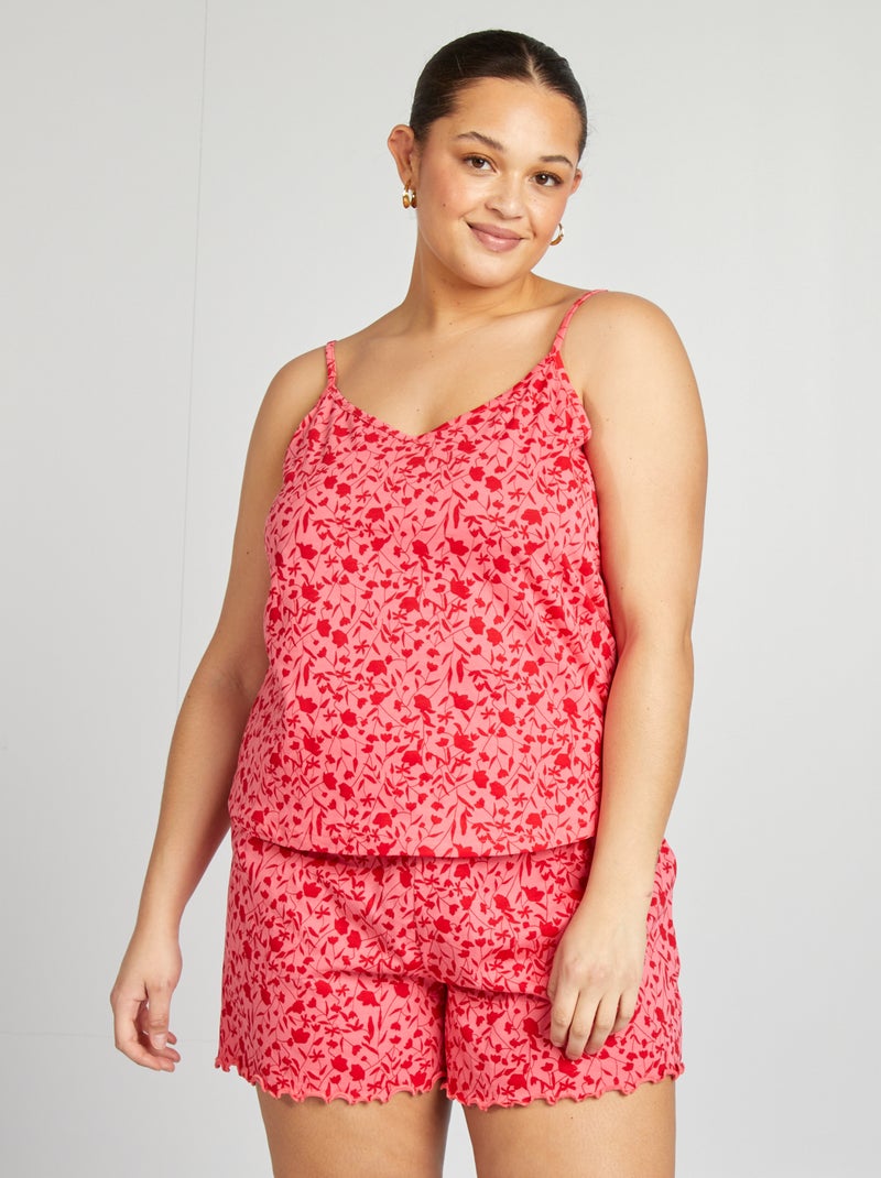 Pijama camiseta de tirantes + short con estampado  - 2 piezas ROSA - Kiabi