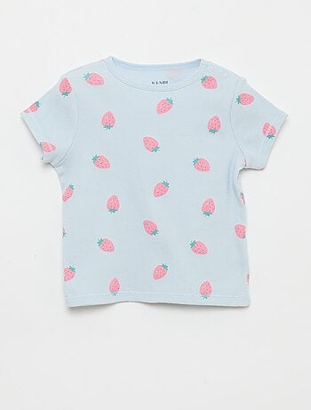 Pijama camiseta + pantalón corto de algodón canalé - 2 piezas