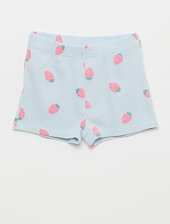 Pijama camiseta + pantalón corto de algodón canalé - 2 piezas