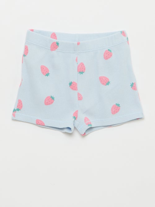 Pijama camiseta + pantalón corto de algodón canalé - 2 piezas - Kiabi