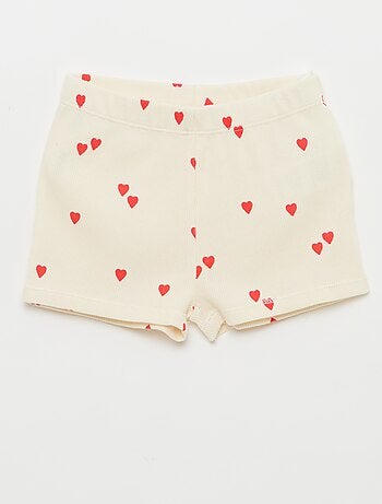 Pijama camiseta + pantalón corto de algodón canalé - 2 piezas