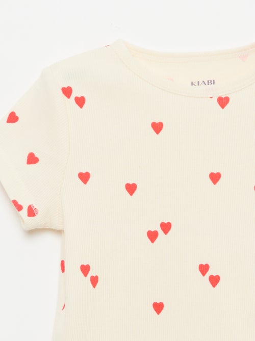 Pijama camiseta + pantalón corto de algodón canalé - 2 piezas - Kiabi